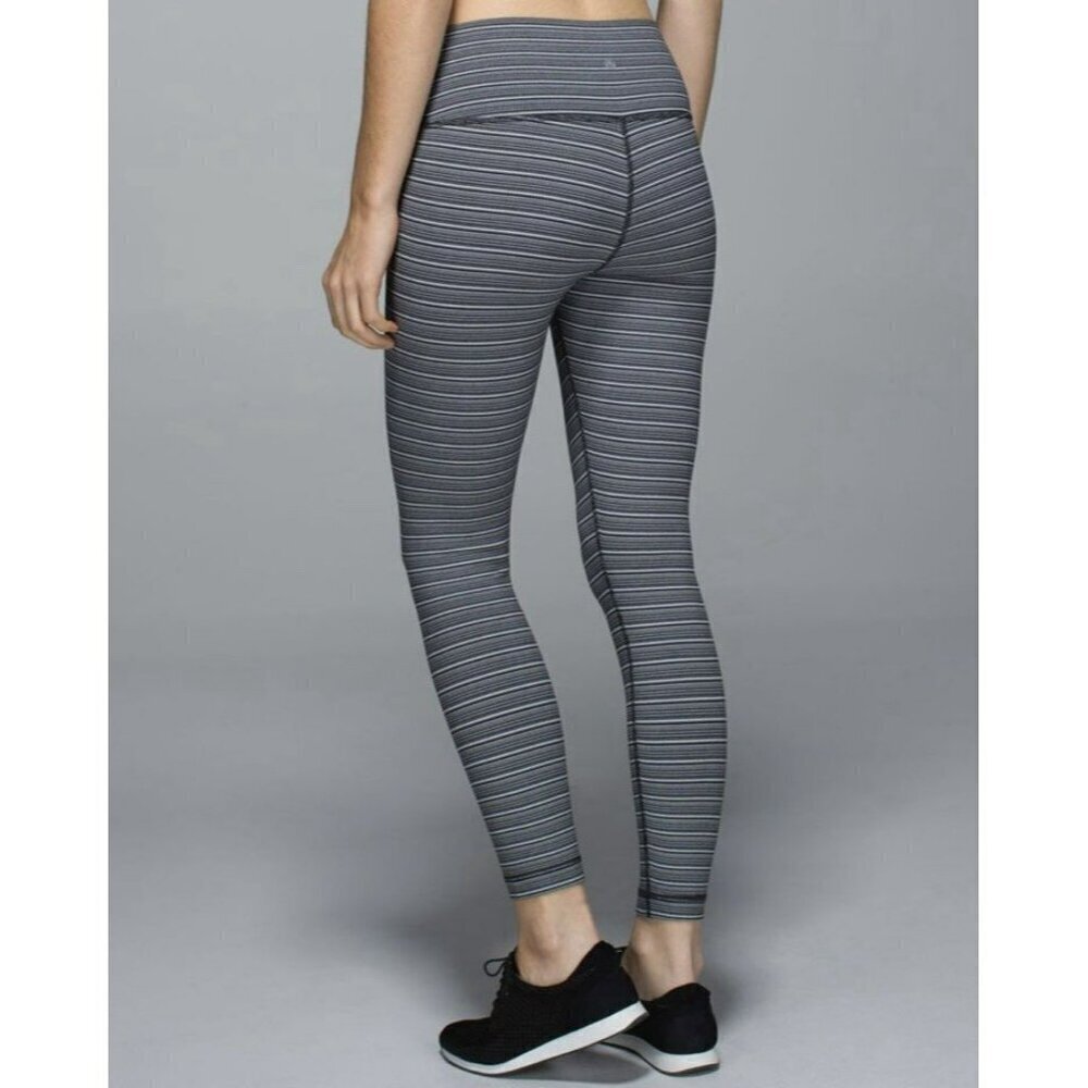 Lululemon High Times Pant Textured Stripe Black Deep Coal Sz 6￼